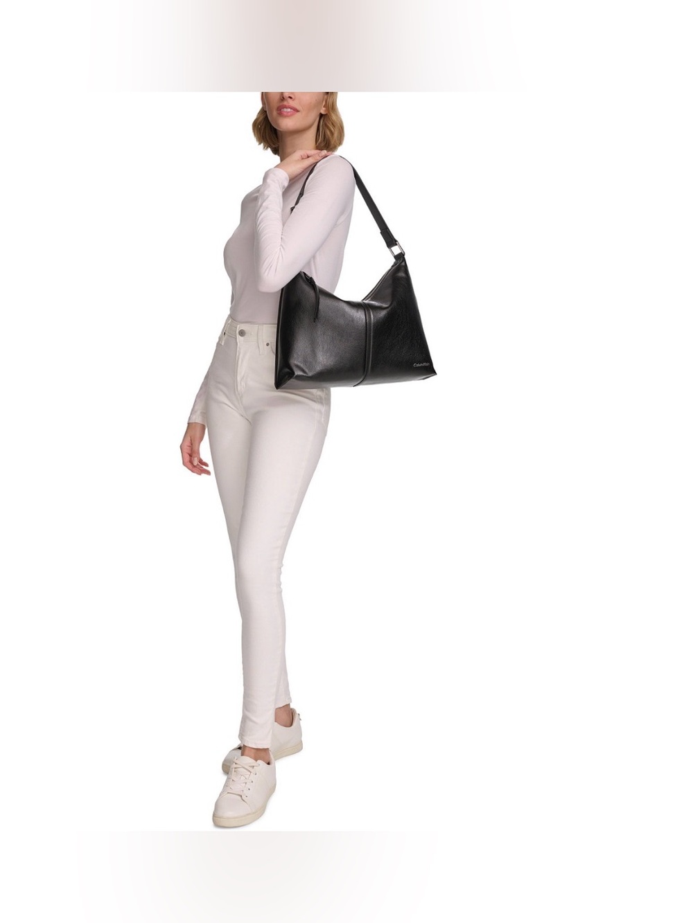 Calvin Klein Women’s Max Top Zip Hobo Sholder Bag. Black/Silver. - Picture 12 of 16